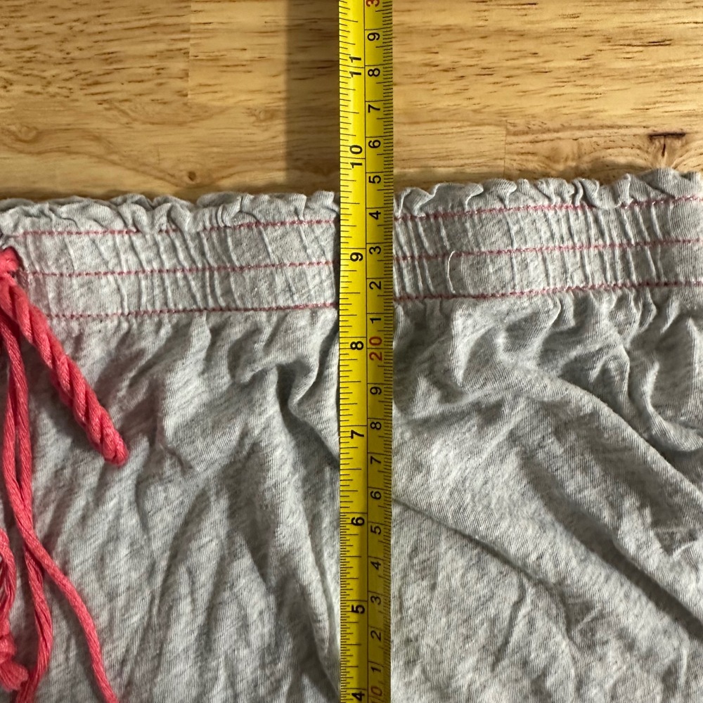 Gray Ruffle Hem Pajama Shorts Pink Rope Drawstring Cotton Modal Large - Picture 5 of 5